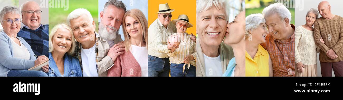 Collage of different elderly couples Stock Photo