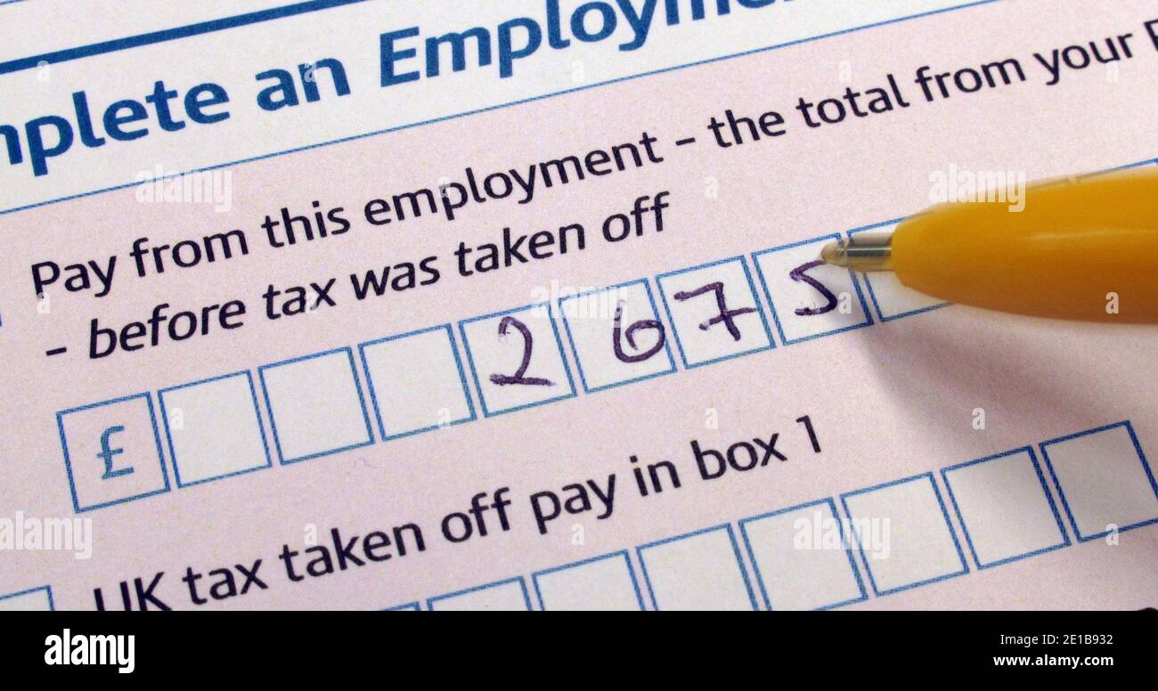 Undated file photo of a Tax Return (Self Assessment form) from HM Revenue and Customs ( HMRC ). Taxpayers will collectively rack up 19 million hours filling in their returns this year, according to estimates from Which? Stock Photo
