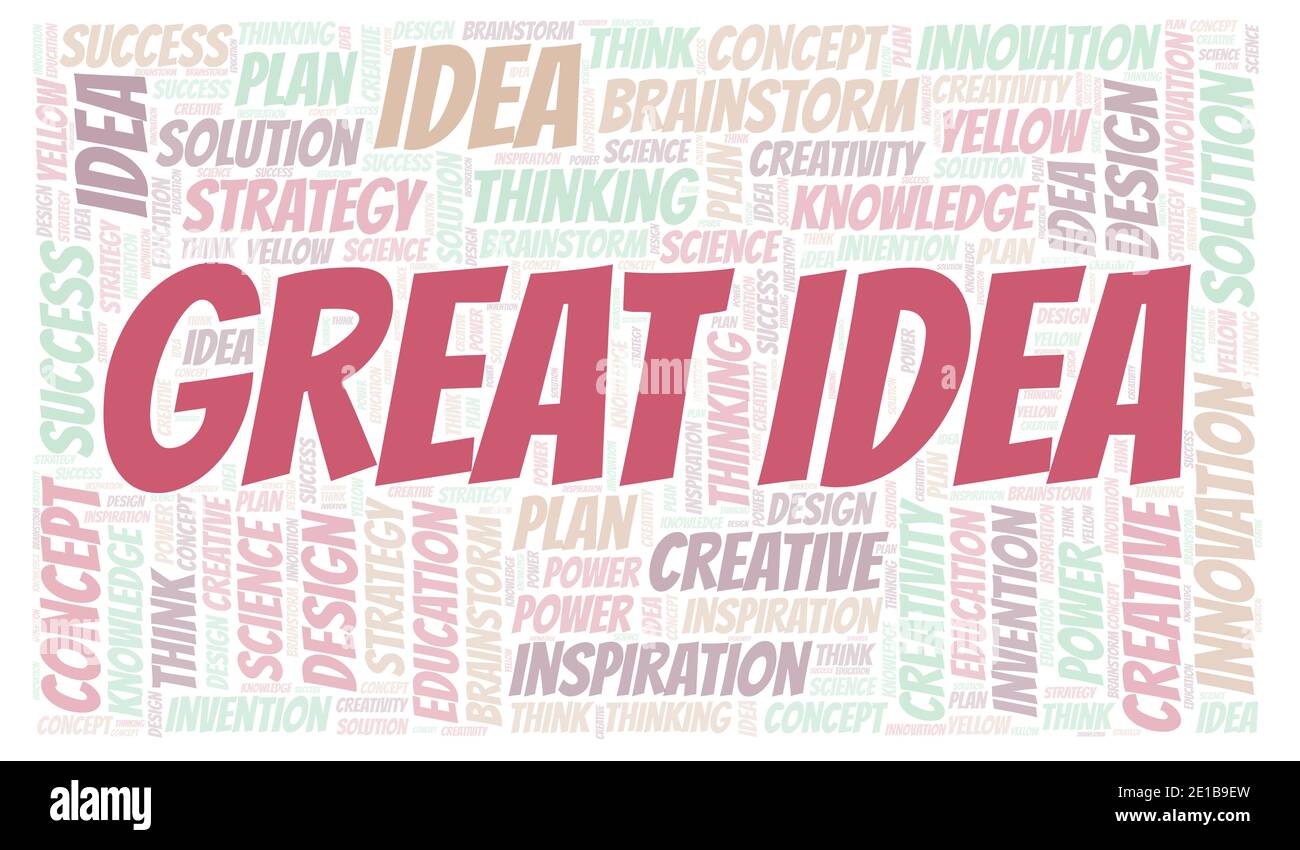 Wordcloud Greatness Great Idea typography word cloud create with text only Stock Photo - Alamy