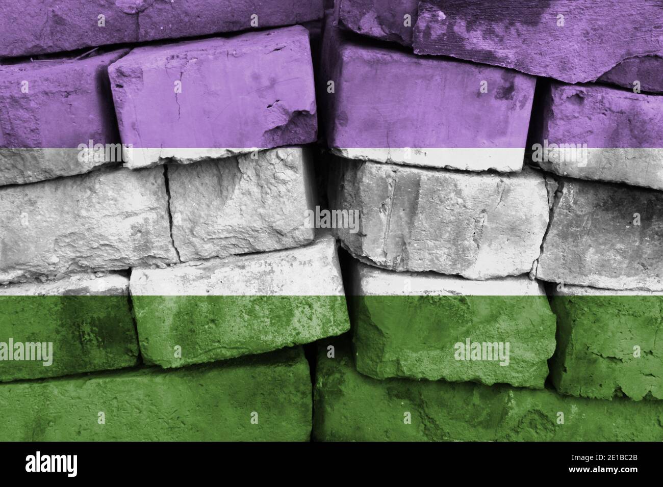 genderqueer pride flag painted on brick wall Stock Photo - Alamy
