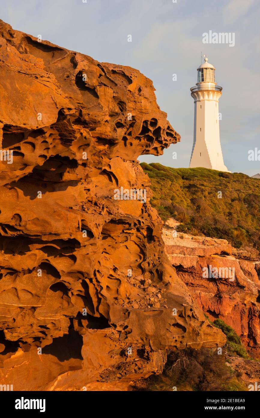 Green Cape Lighthouse at sunrise, New South Wales, Australia Stock