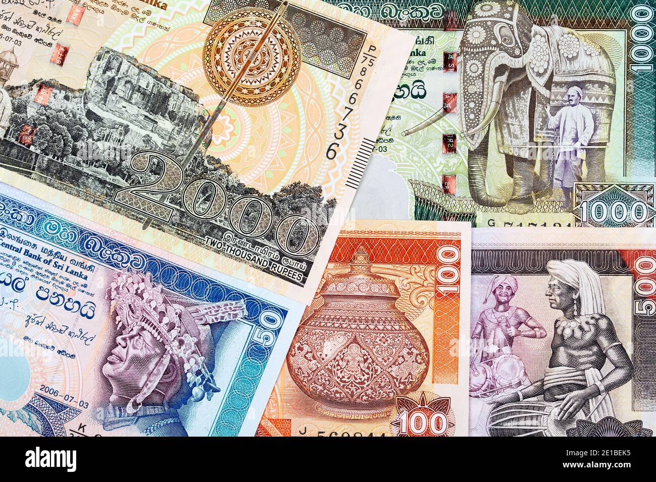 Old Sri Lankan money - Rupee Stock Photo