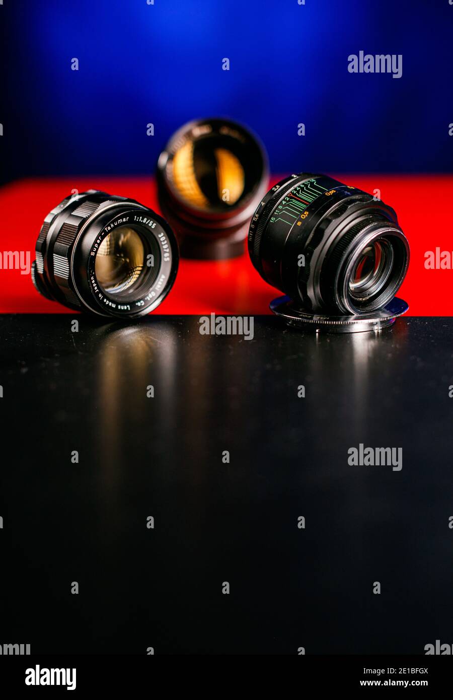 Vintage lenses. Manual focus lenses Stock Photo Alamy