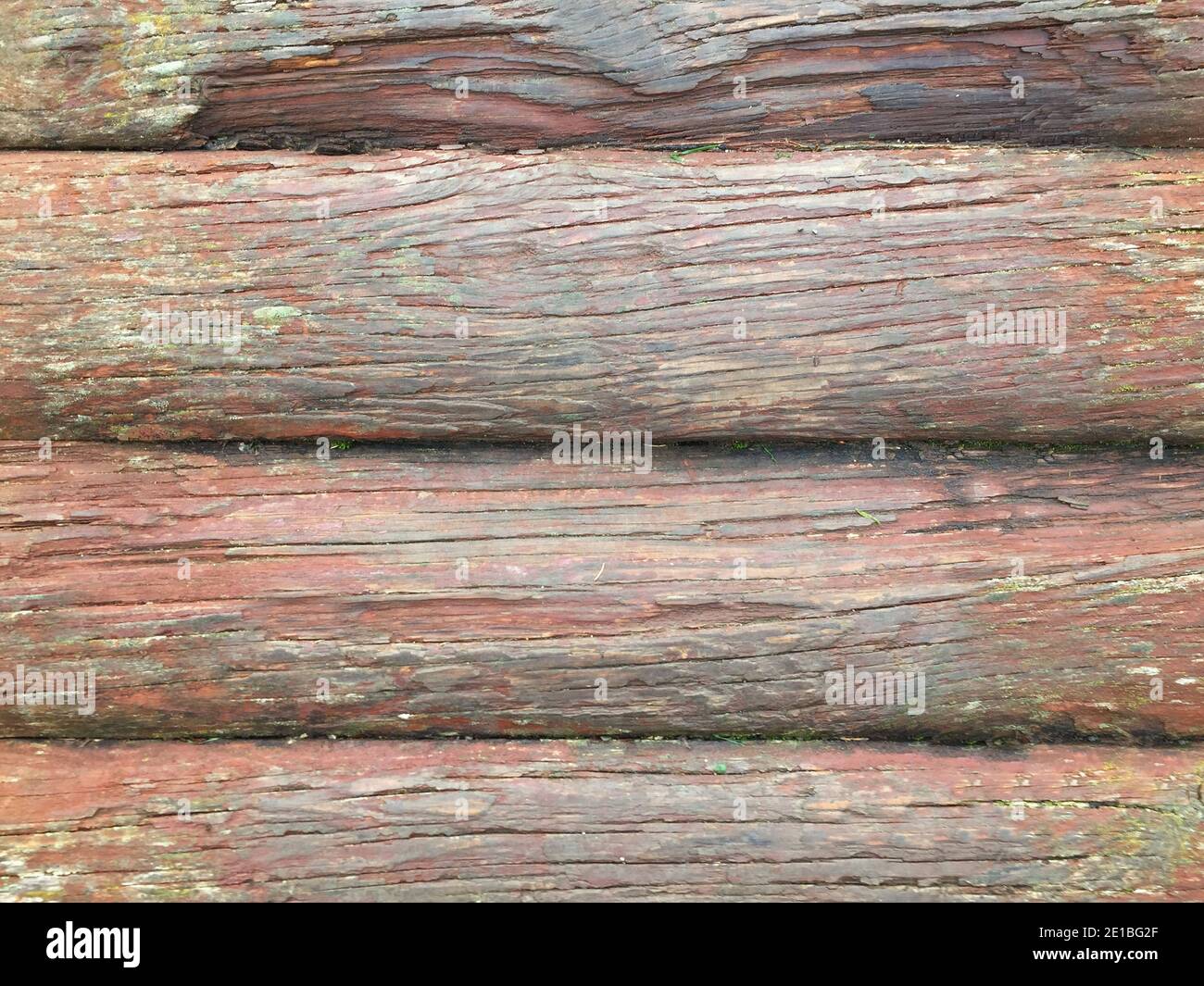 The wall in the house is made of old timbers.Texture or background Stock Photo