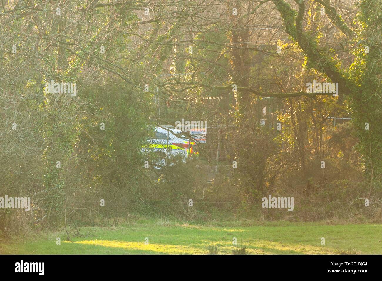 Midleton, County Cork, Ireland. 6th Jan, 2021. Skeletal remains were found on the Midleton to Youghal Greenway last night, just outside Midleton. Gardai have the road leading to the discovery sealed off. The pathologist is due to examine the remians today. Credit: AG News/Alamy Live News Stock Photo