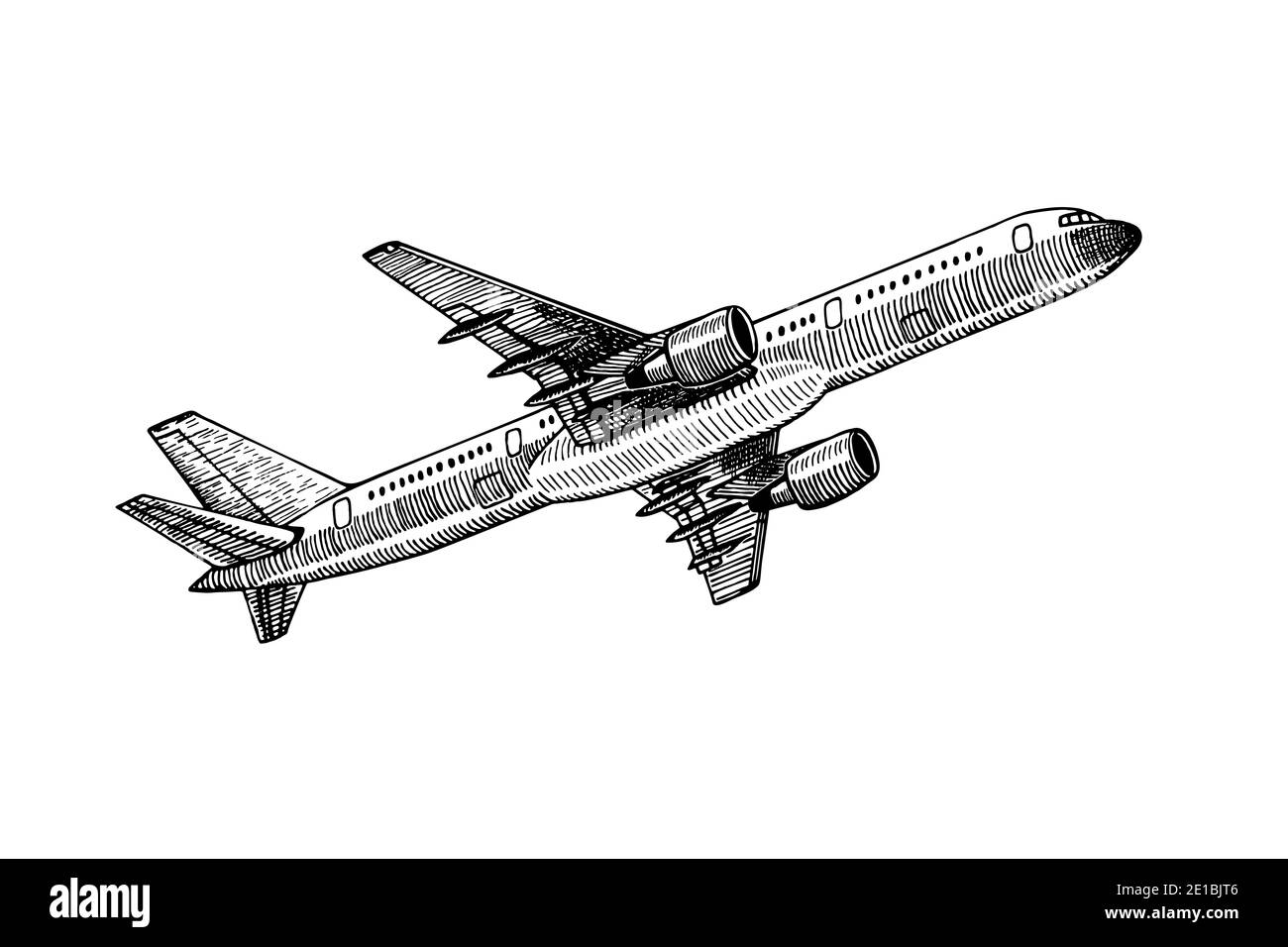 Plane Flies In Sky Vector Sketch Illustration Air Travel Tourism Flight  Hand Drawn Isolated Design Elements Stock Illustration  Download Image Now   iStock