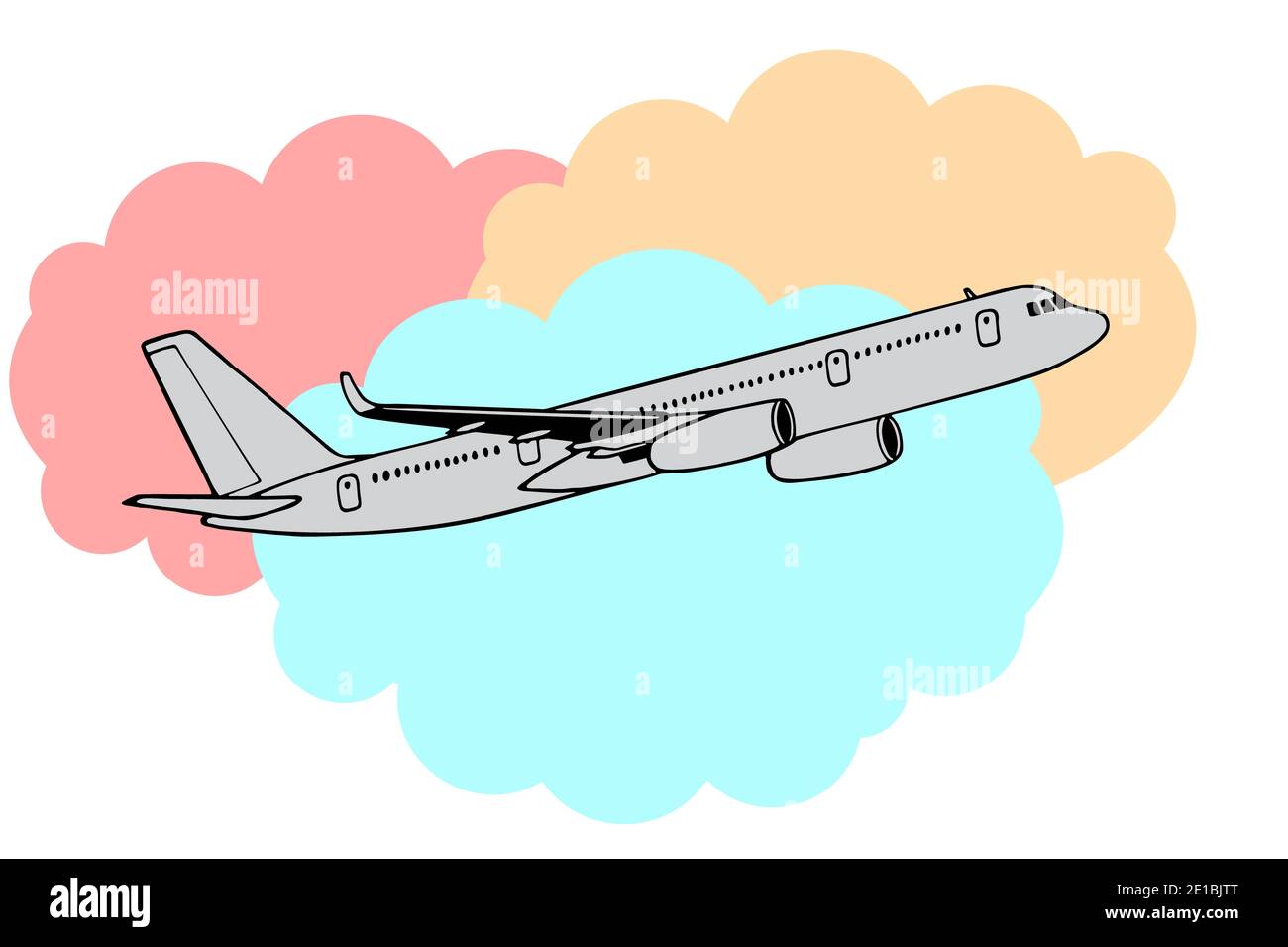 Jetliner hand drawn realistic doodle sketch tracing vector llustration. Airline Concept Travel Passenger plane. Jet commercial airplane against the ba Stock Photo