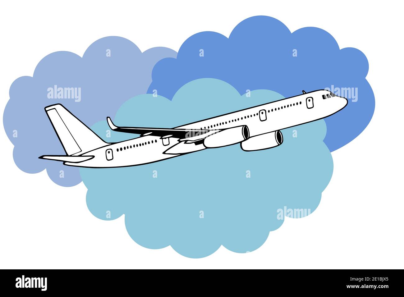 Jetliner hand drawn realistic doodle sketch tracing vector llustration. Airline Concept Travel Passenger plane. Jet commercial airplane against the ba Stock Photo