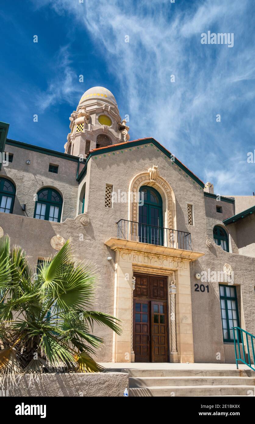 Curley School, 1919, now Sonoran Desert Conference Center, Spanish Colonial Revival style, Ajo, Arizona, USA Stock Photo