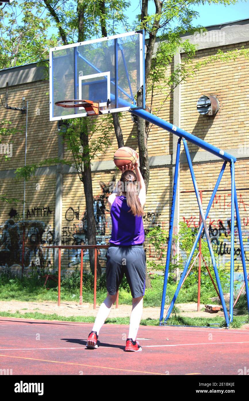 girl player basket ball Stock Photo