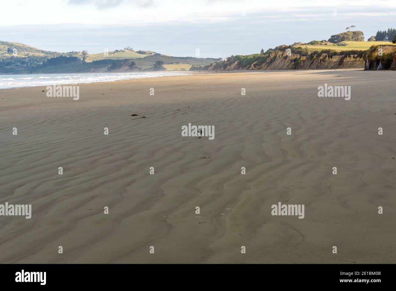 Empty Moeraki beach New Zealand Stock Photo