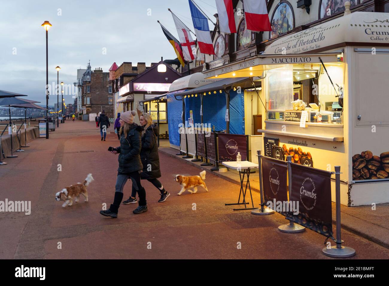 Portobello, Scotland, UK. 6 January 2021. Members of the public out
