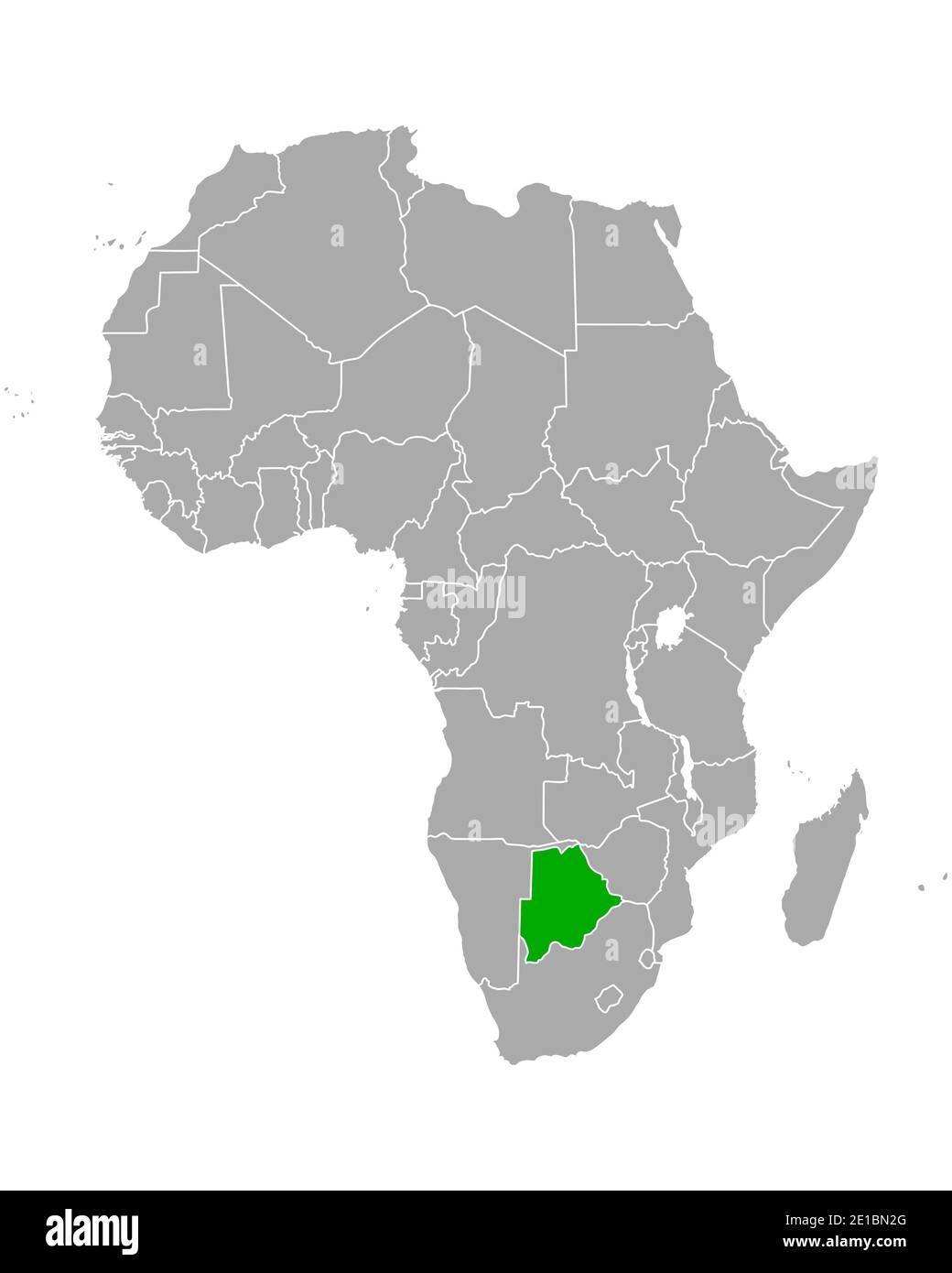 Map of Botswana in Africa Stock Photo