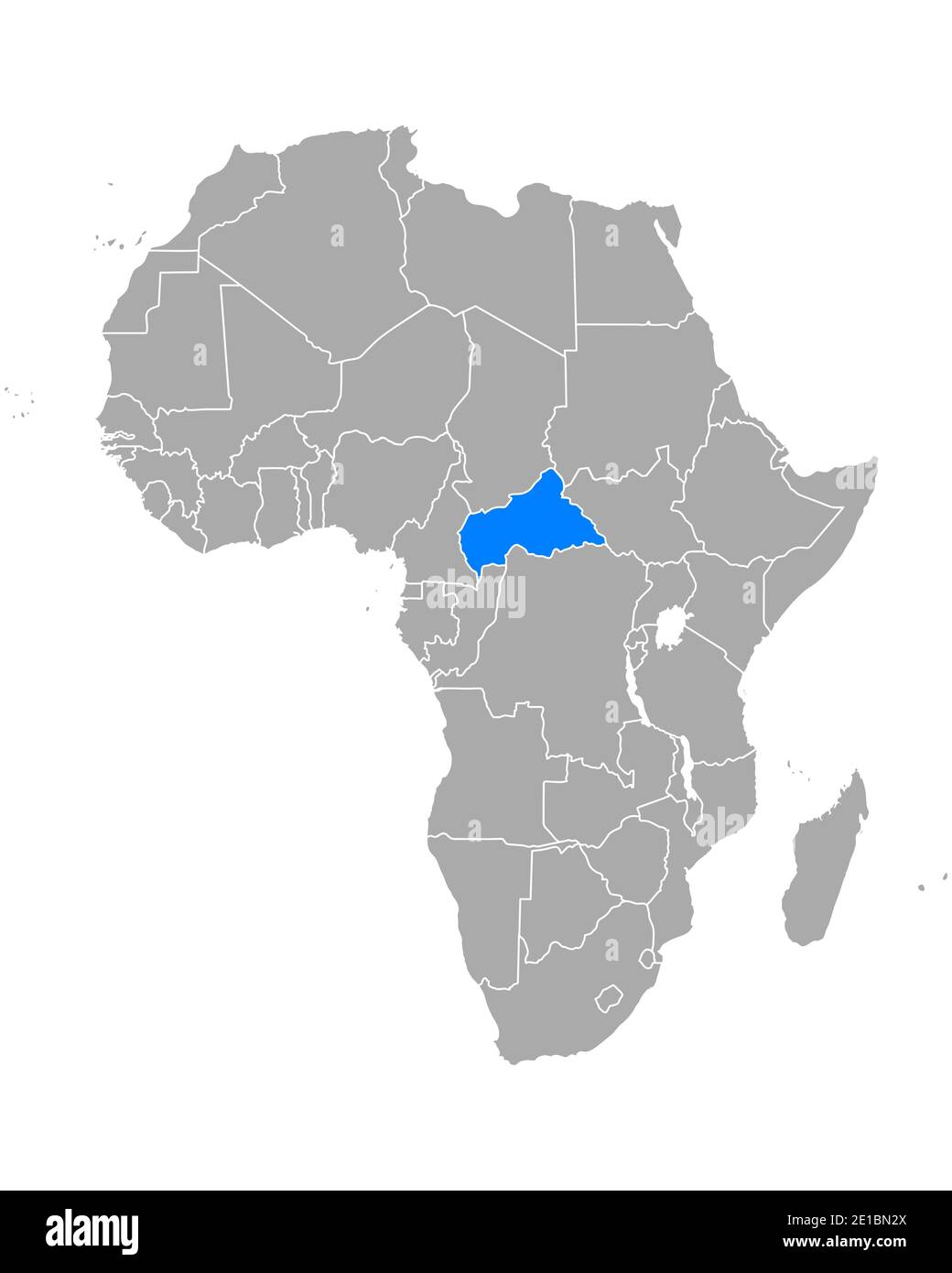 Central African Republic On Africa Map Map Of Central African Republic In Africa Stock Photo - Alamy