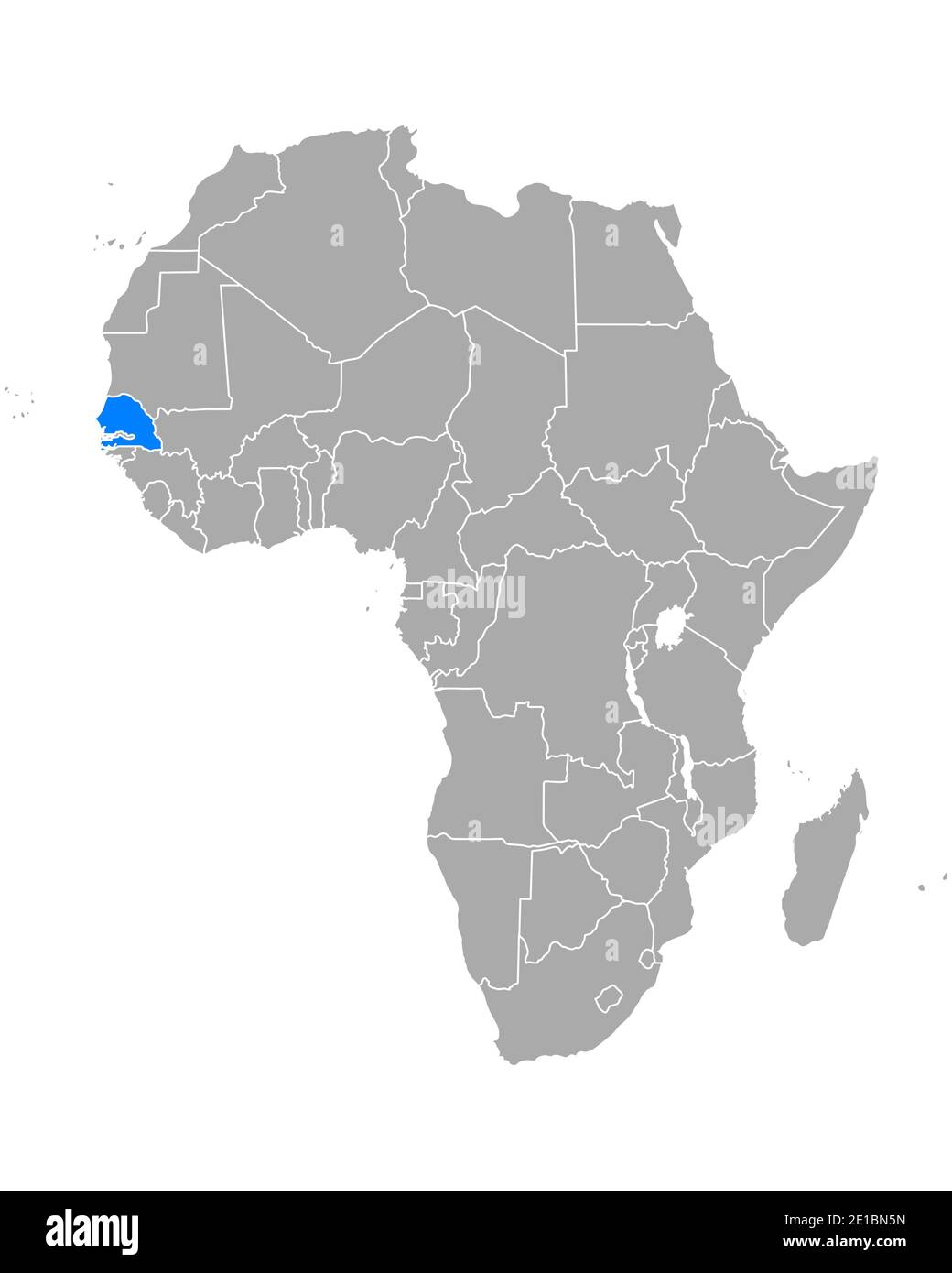 Senegal On The Map Of Africa Map Of Senegal In Africa Stock Photo - Alamy