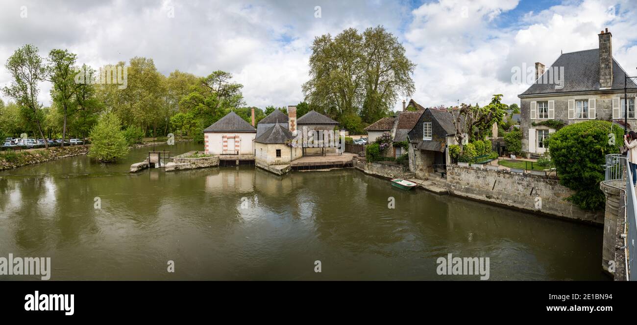 Azay le Rideau France May 11th 2013 : Grounds and river surrounding the chateau Stock Photo