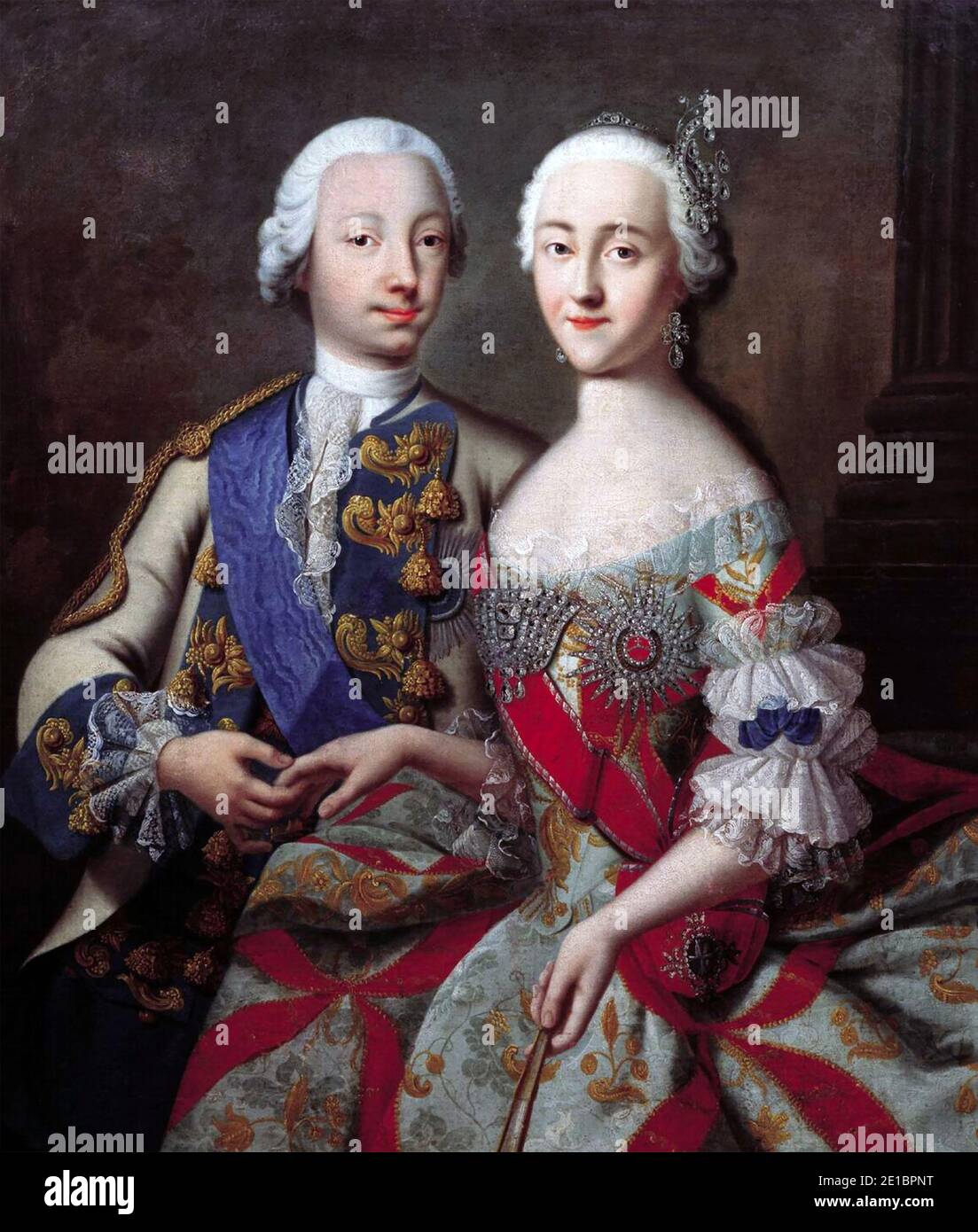 CATHERINE THE GREAT of Russia with her husband Tsar Peter III Stock Photo