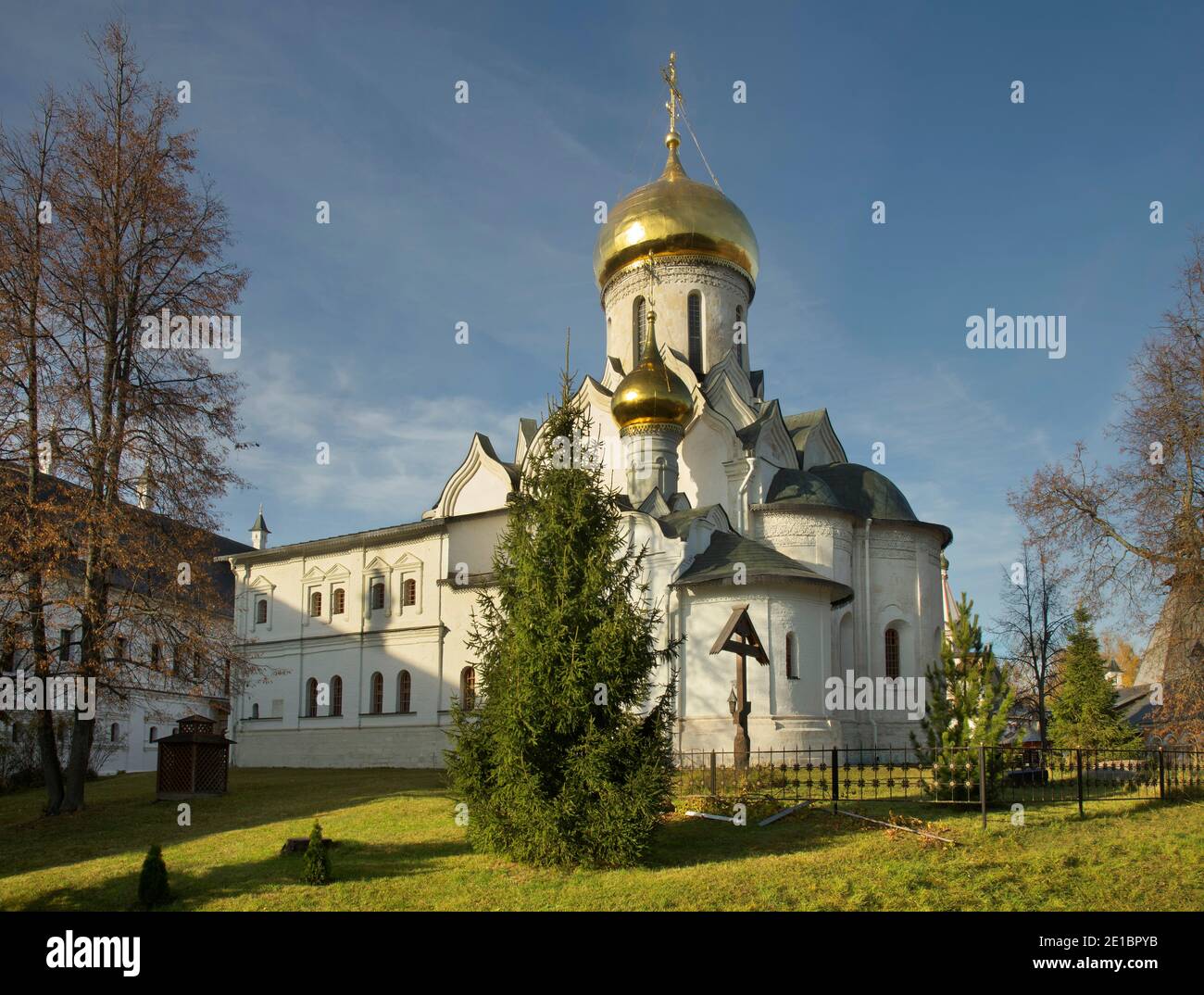 Cathedral of Nativity of Virgin Mary at Savvino-Storozhevsky monastery (Storozhi monastery of St. Savva). Zvenigorod. Russia Stock Photo