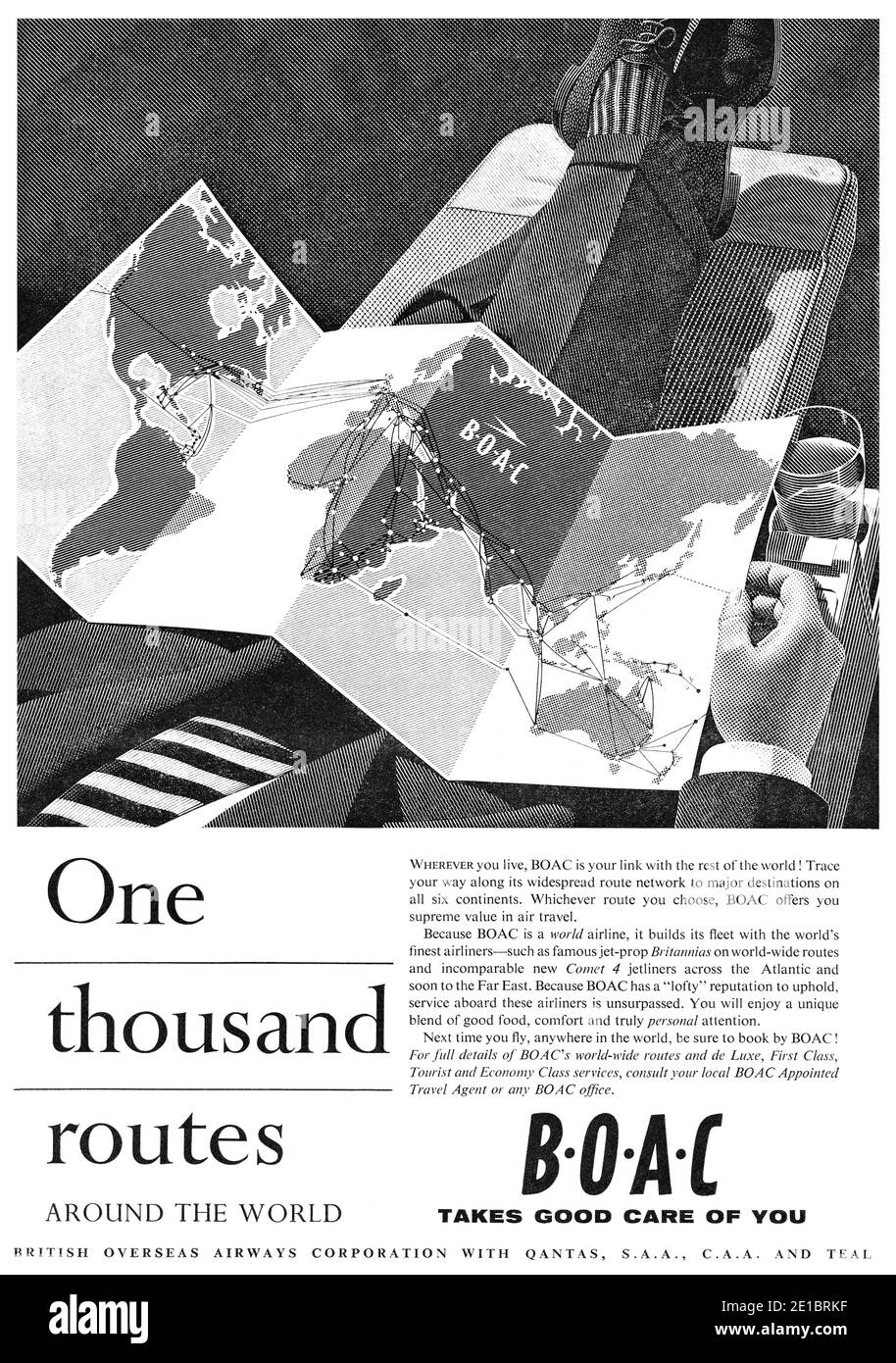 1959 British advertisement for BOAC. Stock Photo
