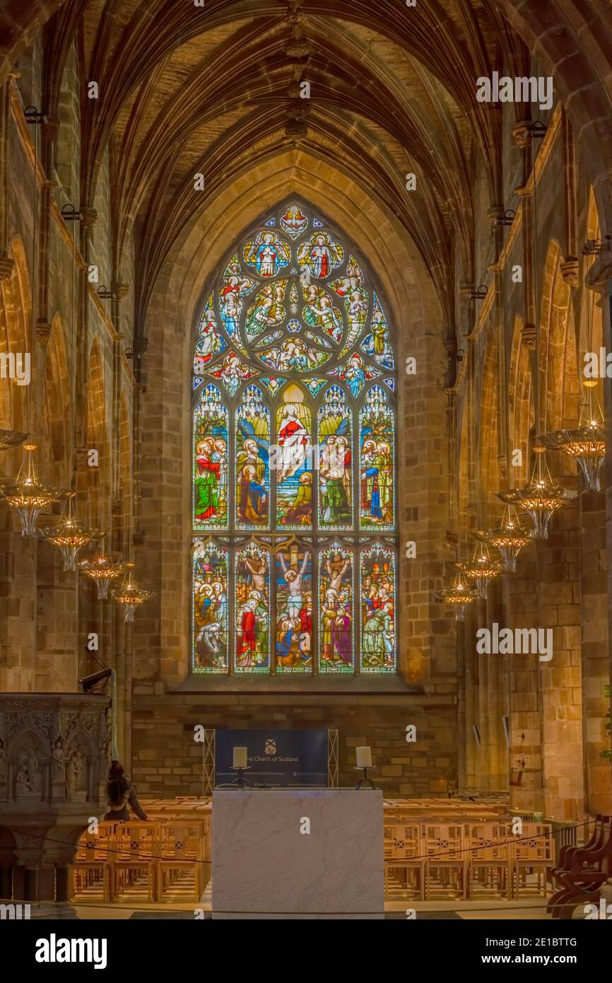 Stained glass window, St. Giles' Cathedral, Edinburgh, Scotland Stock