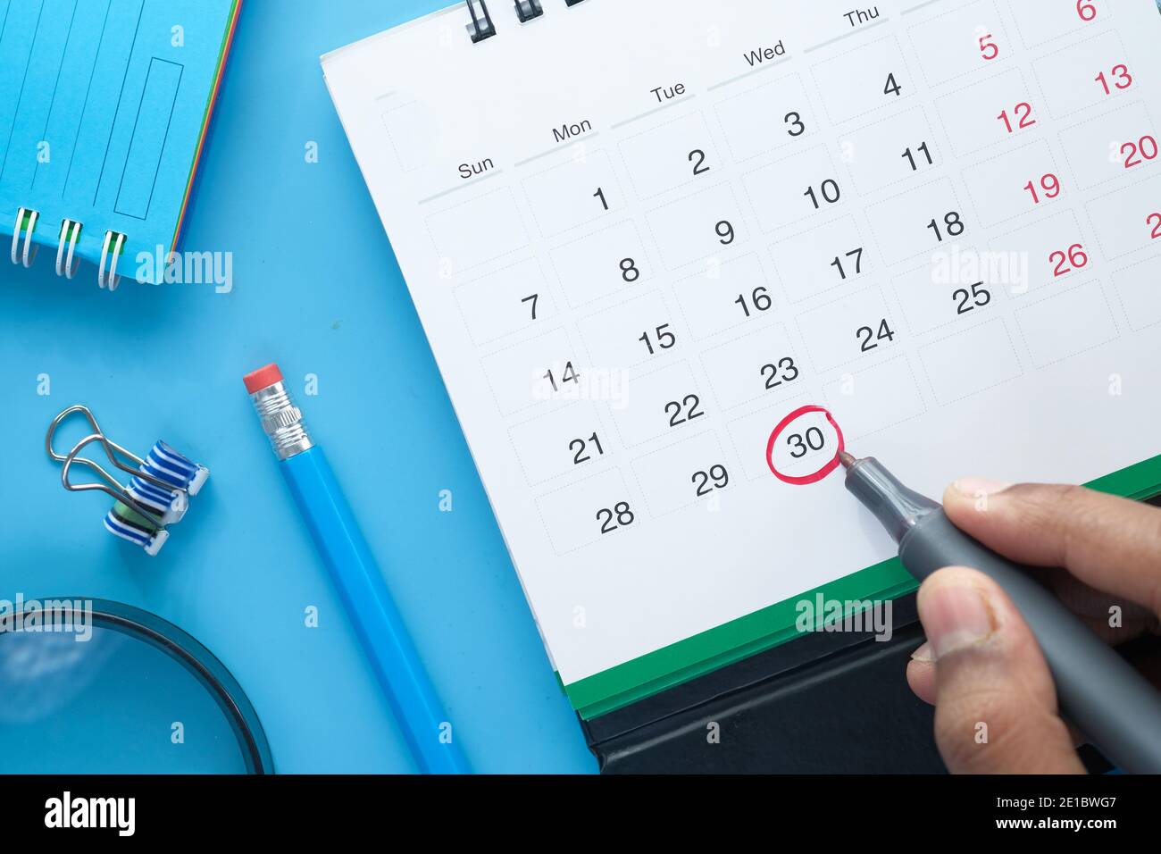 deadline concept with red mark on calendar date Stock Photo Alamy