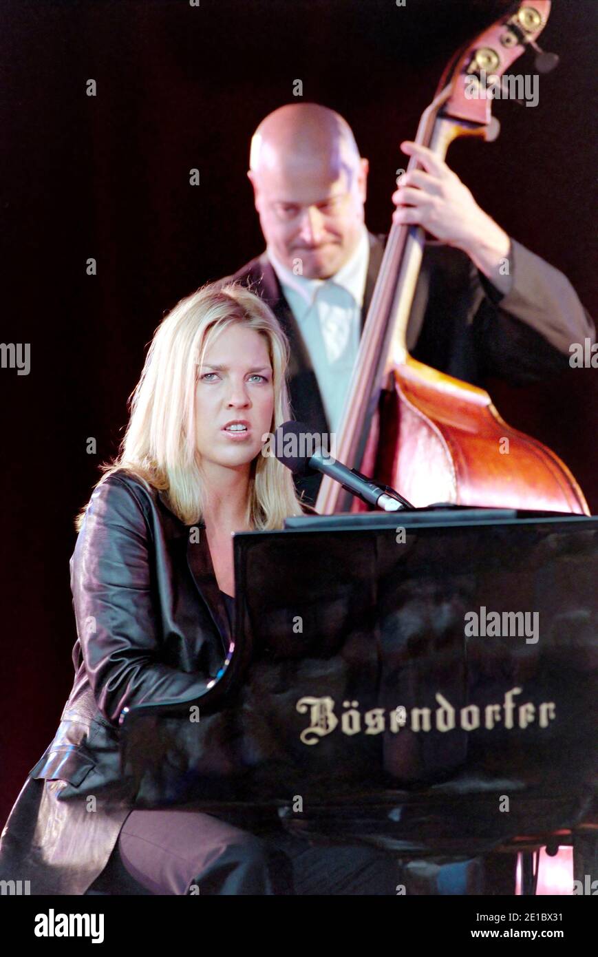 Diana Krall, the Canadian jazz pianist and singer perfoming live in Princes St. Gardens, Edinburgh Stock Photo