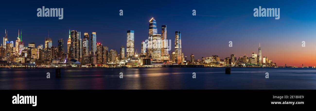 View across Hudson River of skyscrapers of New York City. Manhattan ...