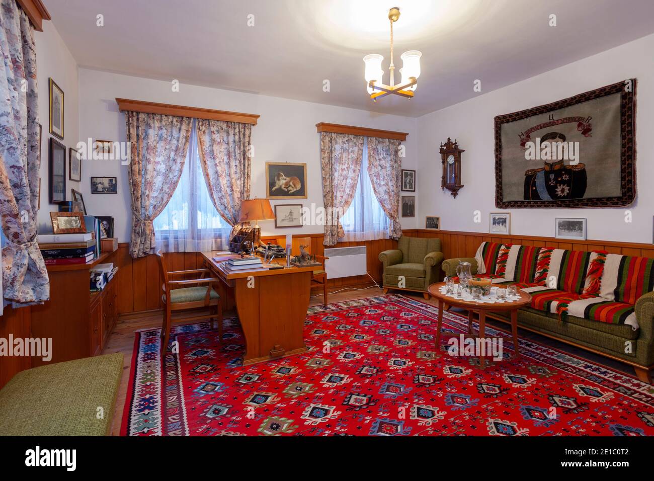 Carska Bistrica, hunting residence of Prince Ferdinand I of Bulgaria, cabinet of King Boris III of Bulgaria, Rila mountain, Borovets resort Stock Photo