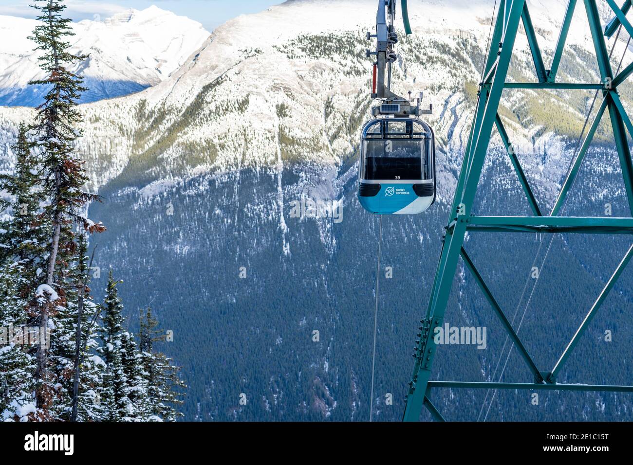 Banff Gondola in early winter time. Banff National Park, Canadian Rockies. Stock Photo