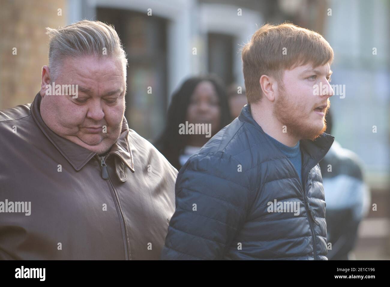 Jason Rice, father of Ben Gillham-Rice, outside Luton Crown Court after the sentencing of Earl Bevans, 23, Charlie Chandler, 23, Clayton Barker, 20, and two 17-year-olds for the murders of Dom Ansah and Ben Gillham-Rice at a birthday party in Milton Keynes in October 2019. Stock Photo