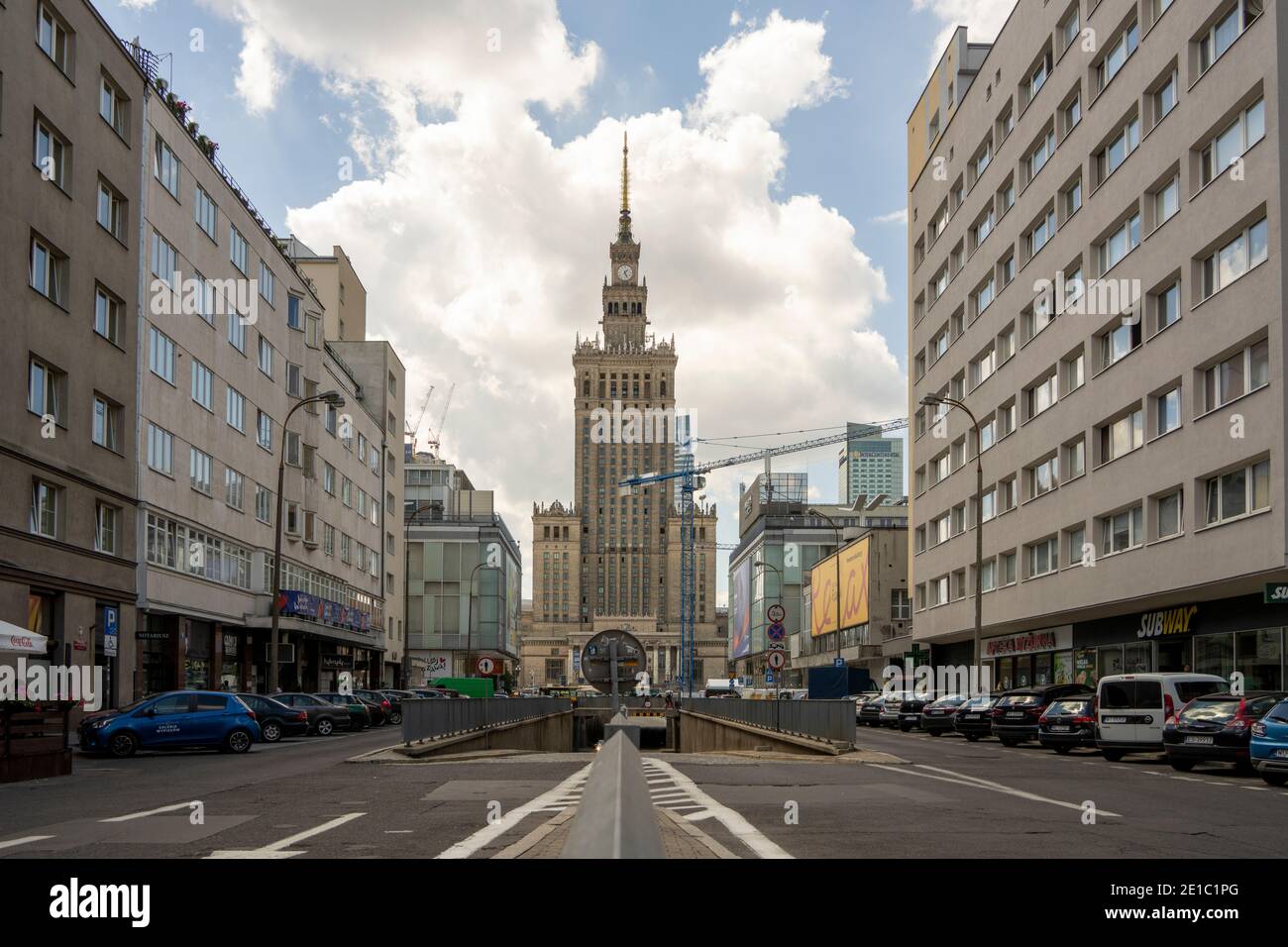 Warsaw, Poland - January 14, 2019: Street leading to Palace of culture and science Stock Photo