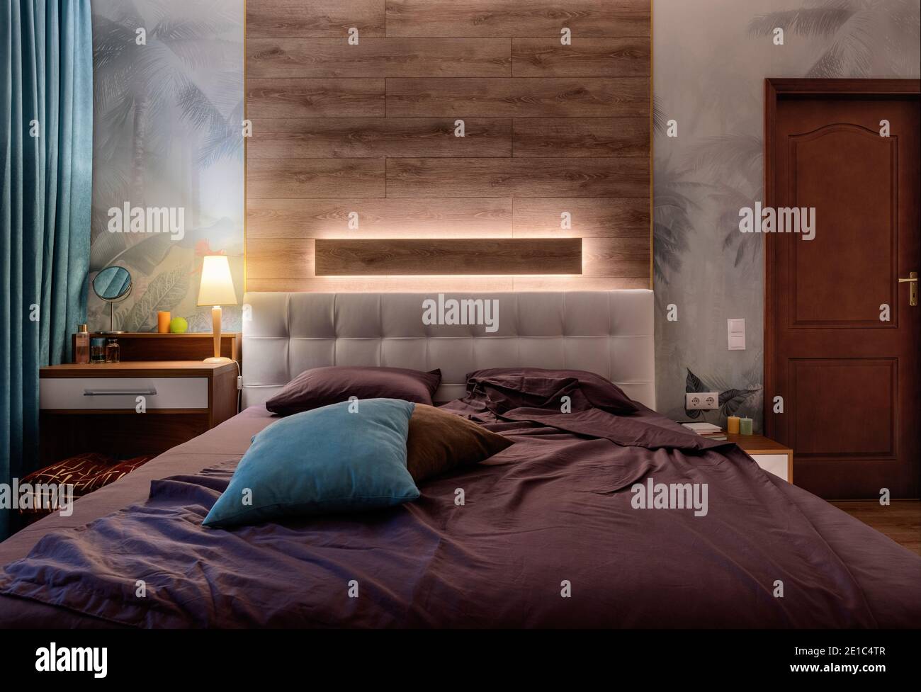 Bedroom interior and lighting design Stock Photo - Alamy