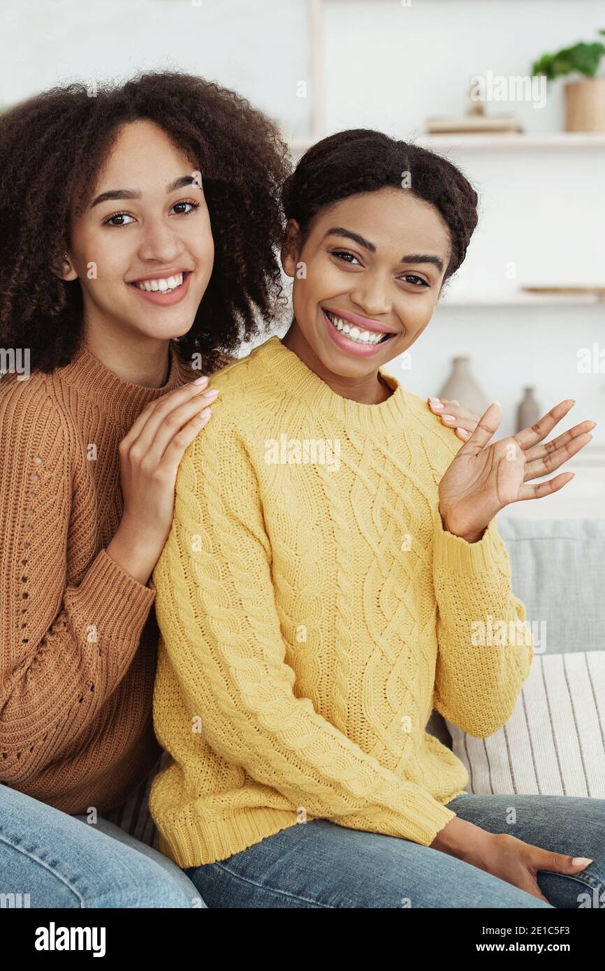 Human emotions of happiness, positive and visit friends Stock Photo