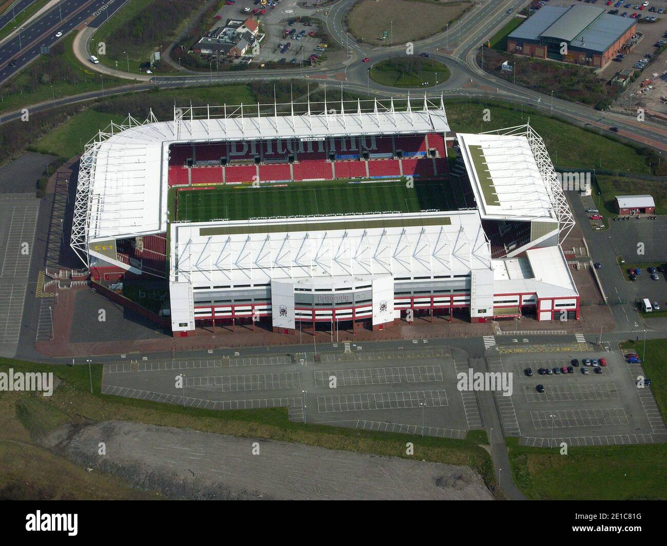 aerial view of bet365 Stadium, Stoke-on-Trent, Staffordshire Stock Photo