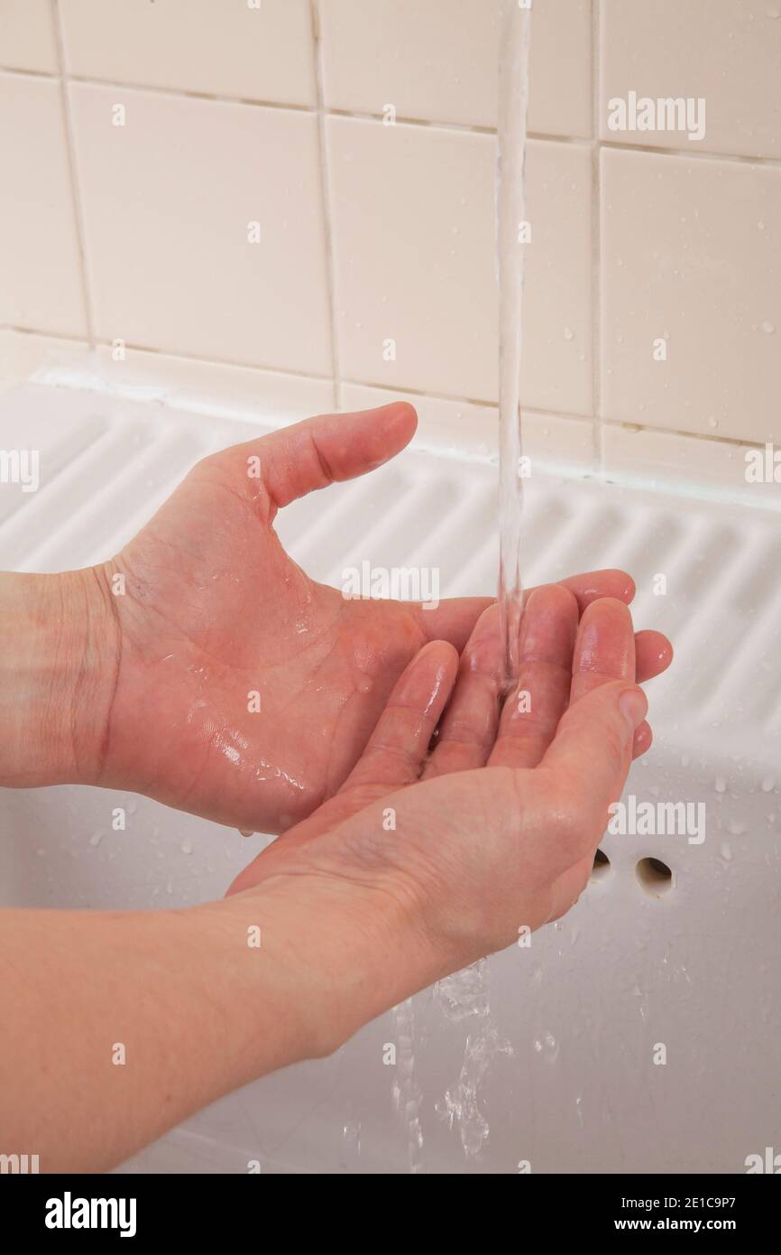 Hand washing is prevention of viral diseases Stock Photo