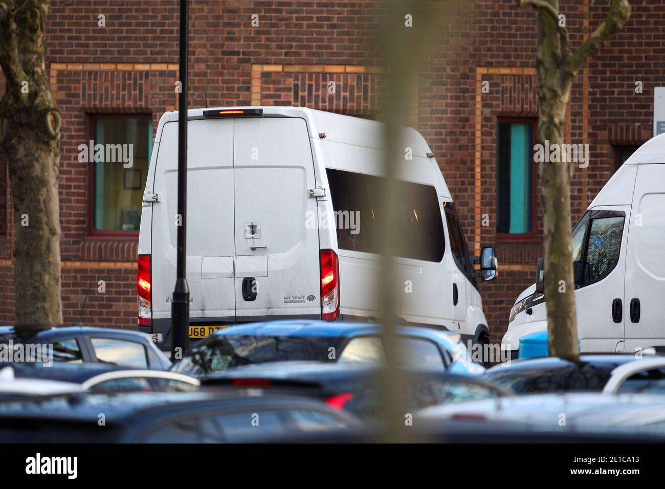 A van is pictured close HMP Belmarsh prison where WikiLeaks founder Julian Assange is held, in London, Britain, January 6, 2021. REUTERS/Tom Nicholson Stock Photo