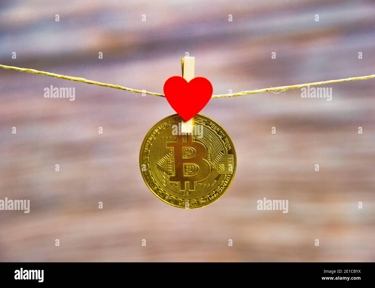 Bitcoin hanging with red heart isolated on white background.Coins for  business sell and trade. Bit coin Mining or block chain technology for  crypto Stock Photo - Alamy