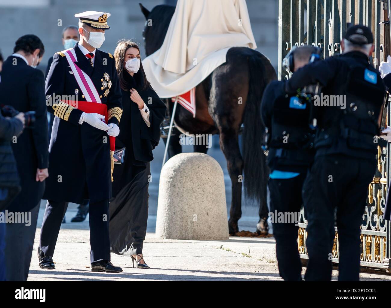 Madrid, Spain; 06/01/2021. The kings of Spain Felipe VI and Letizia