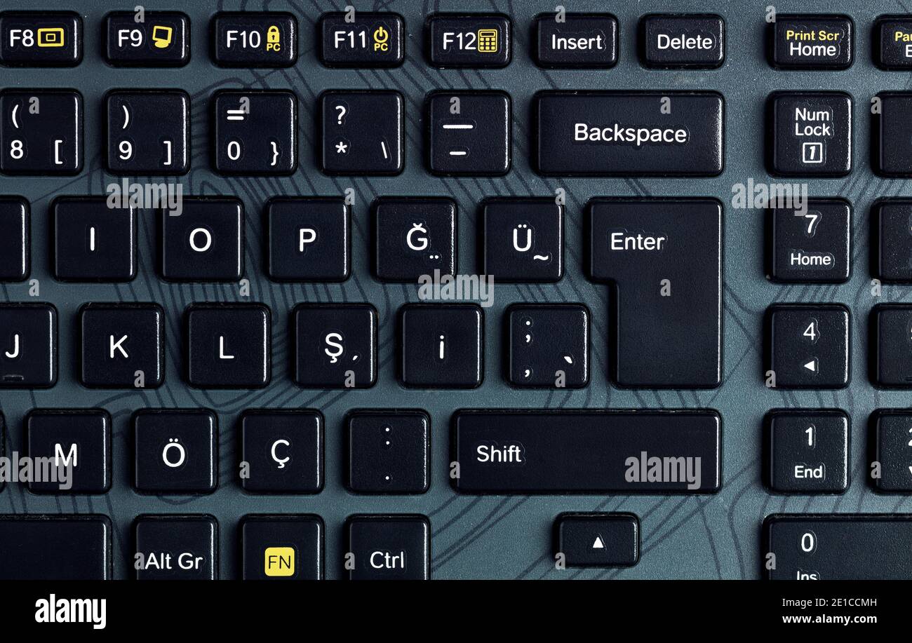 Black computer keyboard. Overhead close up view Stock Photo Alamy
