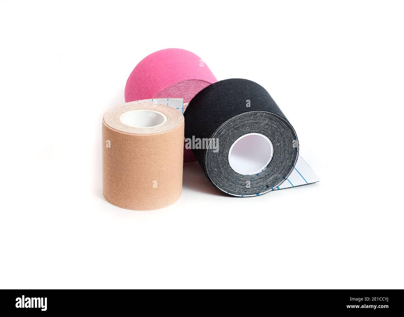 Kinesiological multicolored tapes for fixing muscles during sports and