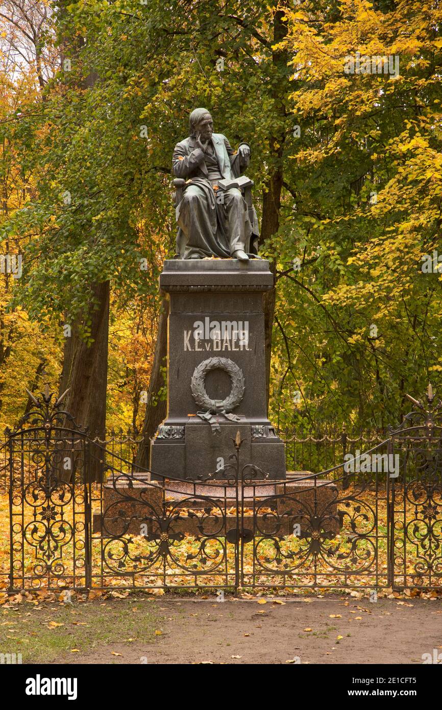 Monument to Karl Ernst von Baer at Toome hill (Toomemagi) in Tartu. Estonia Stock Photo