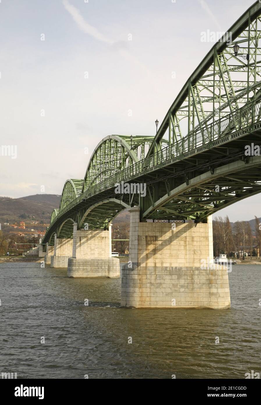Maria Valeria Bridge over Danube river in Sturovo. Slovakia Stock Photo