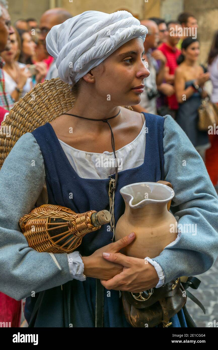 Historical representation in period costume. Knightly joust of Sulmona. Province of L'Aquila, Abruzzo, Italy, Europe Stock Photo