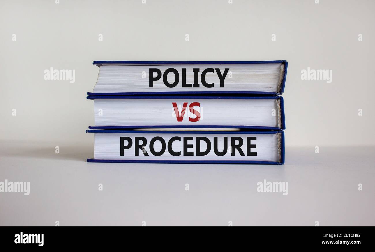 Policy vs procedure symbol. Books with words 'Policy vs procedure' on ...