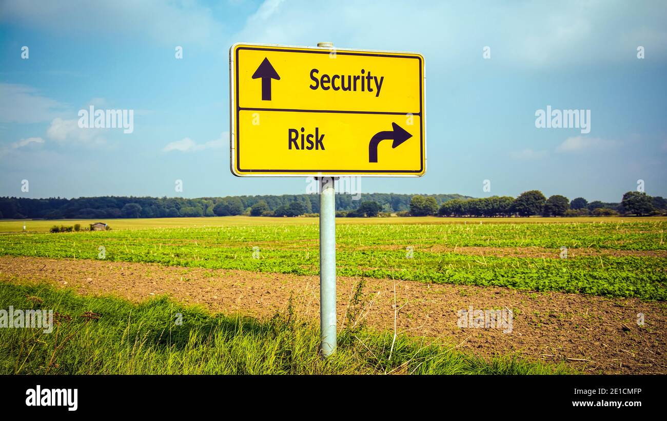 Street Sign the Direction Way to Security versus Risk Stock Photo - Alamy