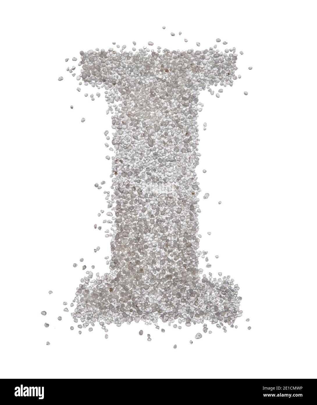 Serif sand letter capital I photographed on a white background Stock Photo