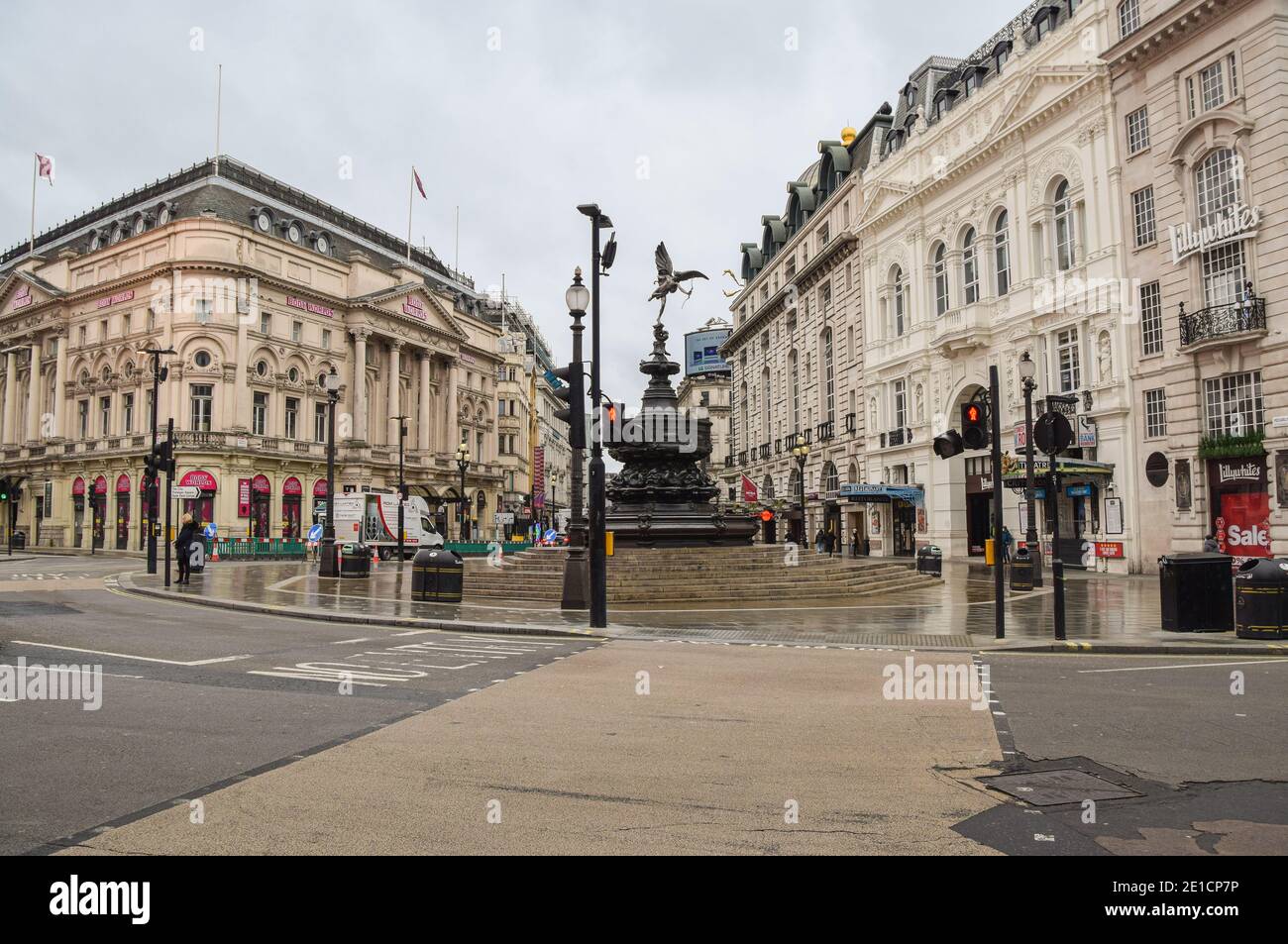A deserted Piccadilly Circus, London, during the third national coronavirus lockdown in England. Stock Photo