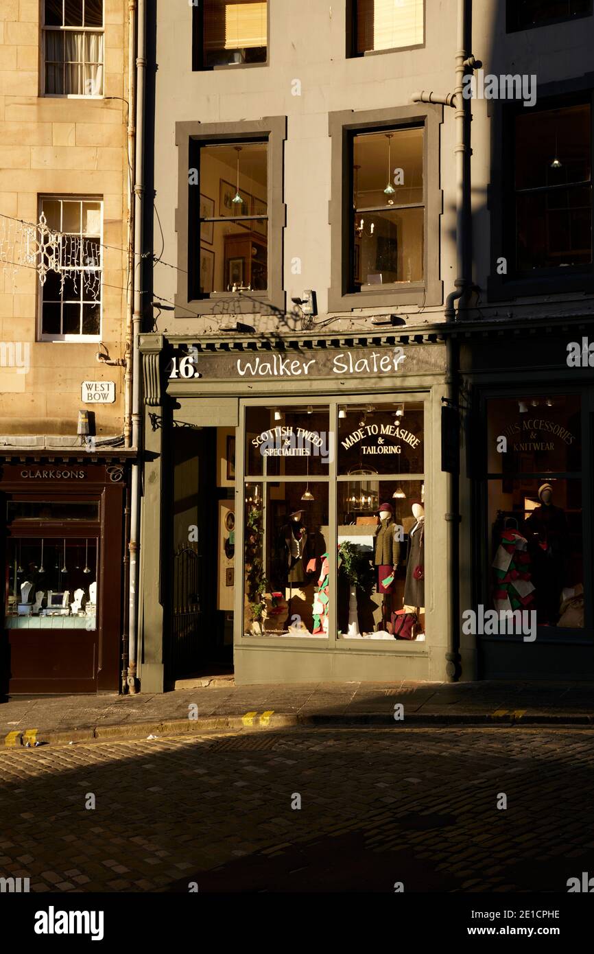 Walker Slater Shop Edinburgh. Victoria Street, in the winter sun Stock