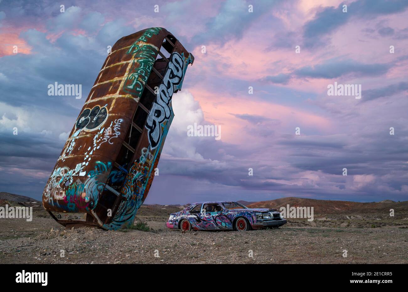 Car Forest during sunset, Tonopah, Nevada, USA Stock Photo Alamy