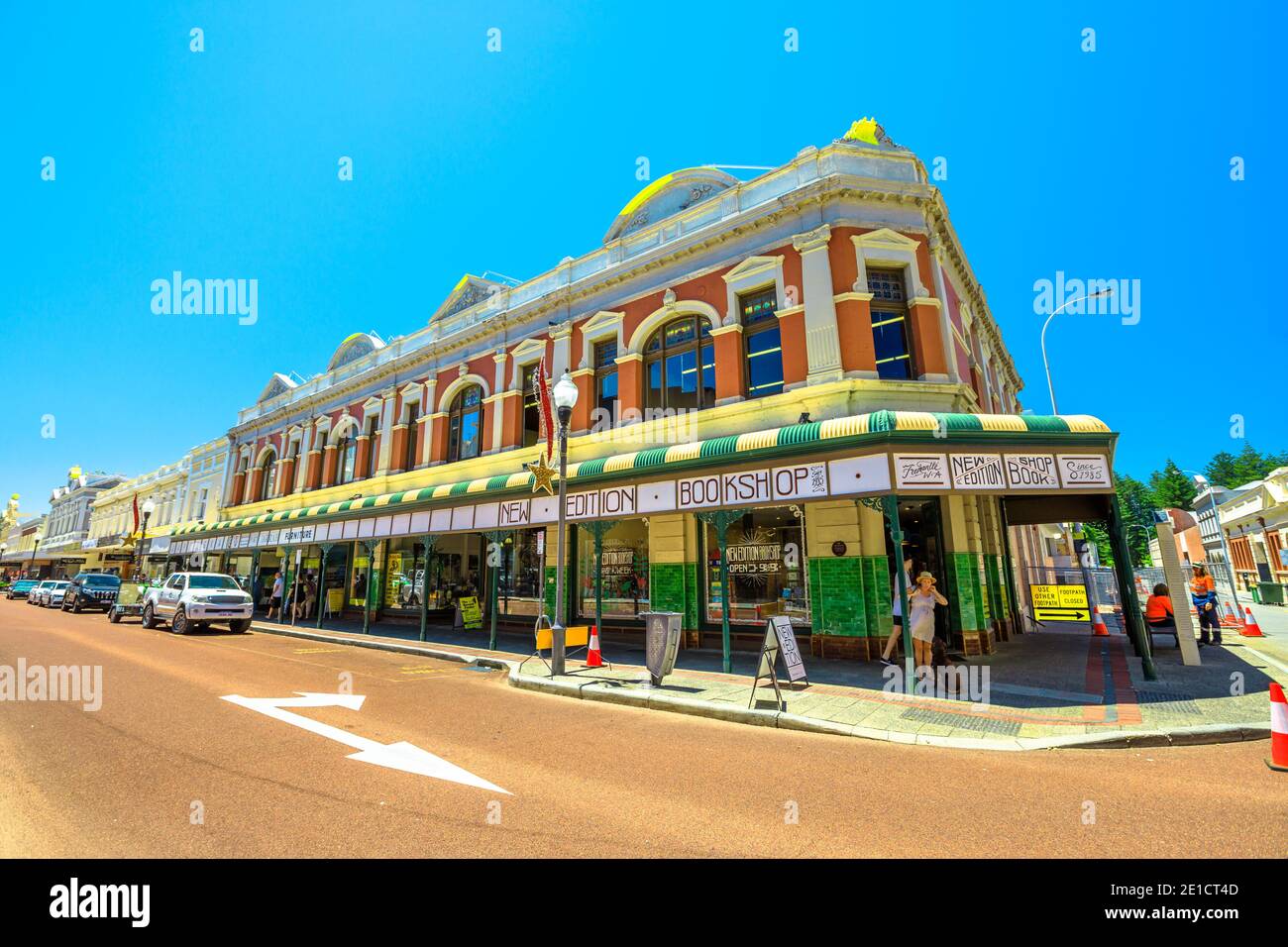 Fremantle, Western Australia - Jan 2, 2018: old shop building 1895 in High Street the main street of Fremantle. The street passes by historic Stock Photo
